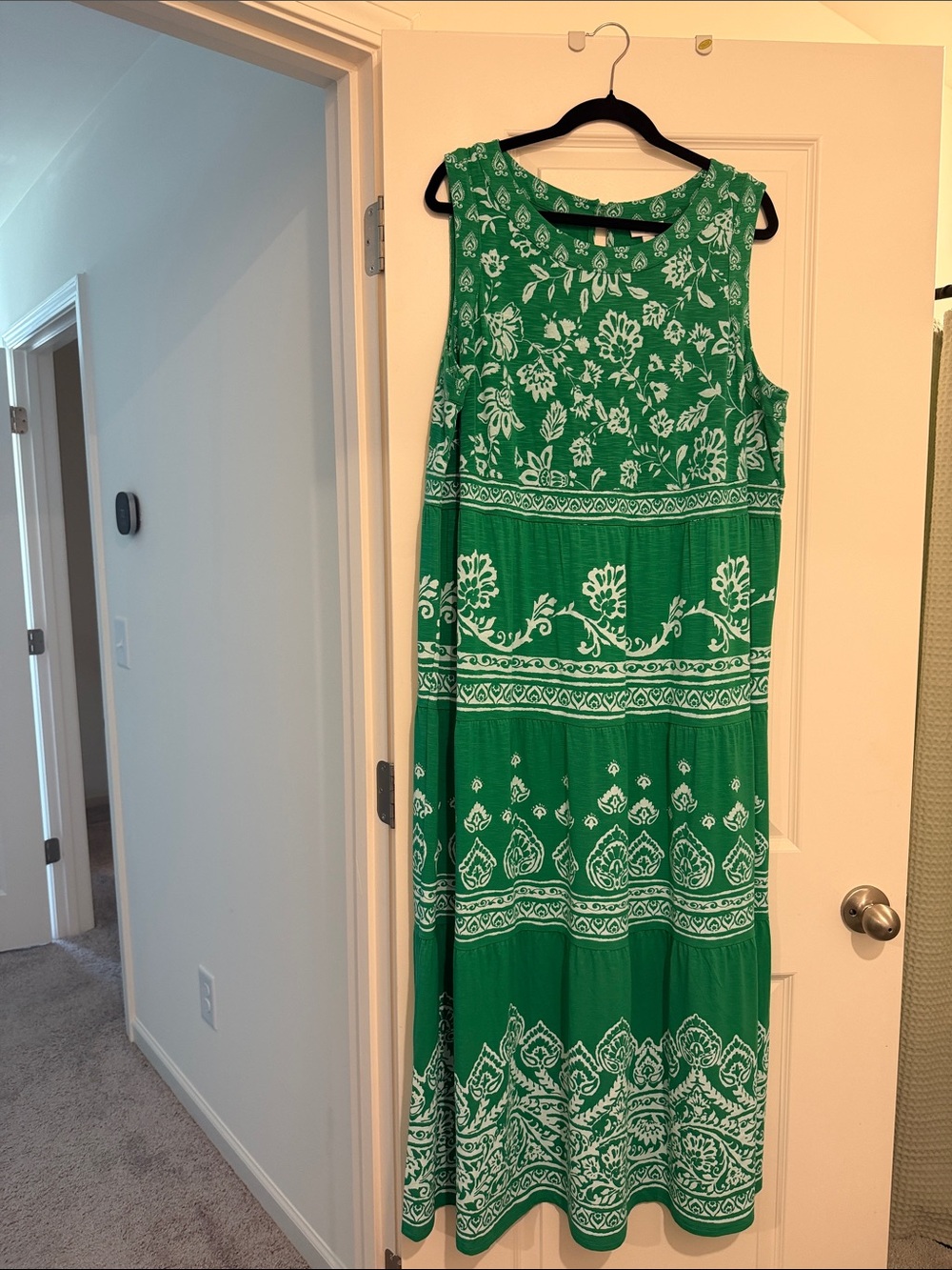 J. Jill Green Floral Sleeveless Maxi Dress